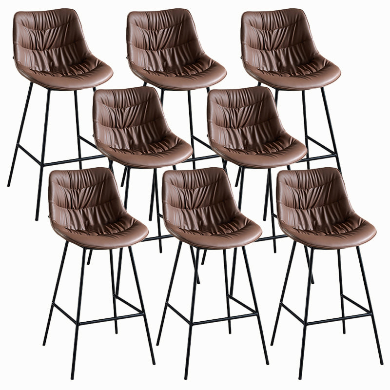 Contemporary Style Bar Stool PU Leather Counter Bar Stool with Metal Legs for Home