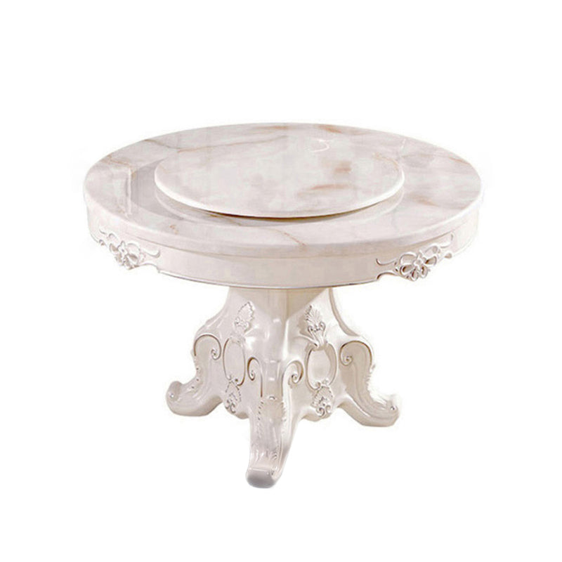 Stone Top Dining Table Round Dining Table with Wood Pedestal Base