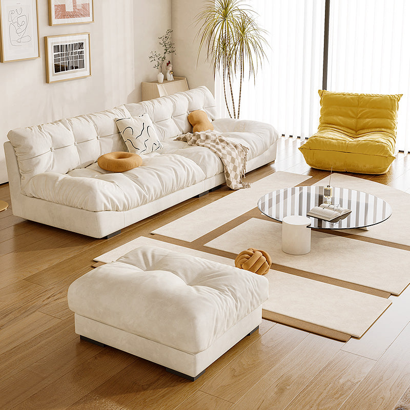 Scandinavian Cream Velvet Armless Sofa/Sectionals with Removable Cushions