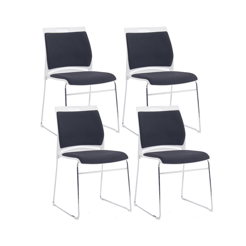 Low Back Armless Conference Chair Ergonomic Silver Steel Frame Chair Textured Black 4 Piece Set Clearhalo 'furn' 'furn_office_chair' 'Furniture' 'Office Chairs' 'Office Furniture' 'office_chair' 5297752