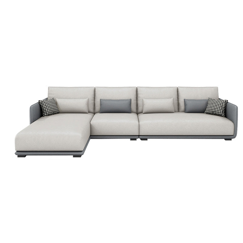 モダンなクリームフェイクレザーストレートアームソファ/リビングルームのウォータープルーフ付きセクション