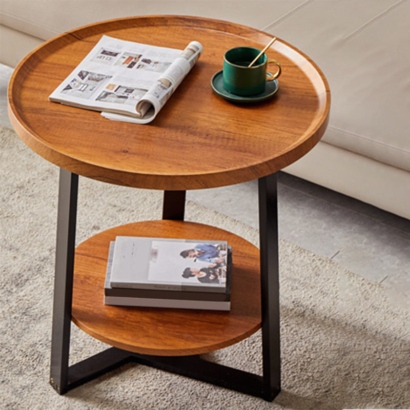 Tavolino in legno rotondo gambe a croce 1 tavolo da cocktail singolo con top vassoio