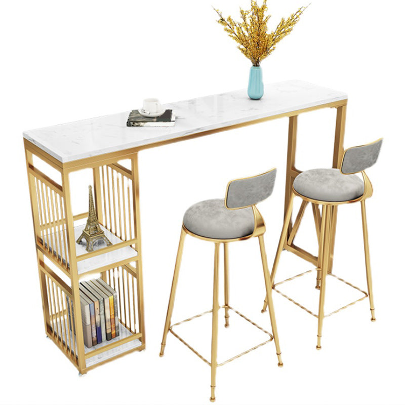 Table à vin de comptoir en marbre avec rangement Table de pub de hauteur de bar blanc de rangement pour boutique