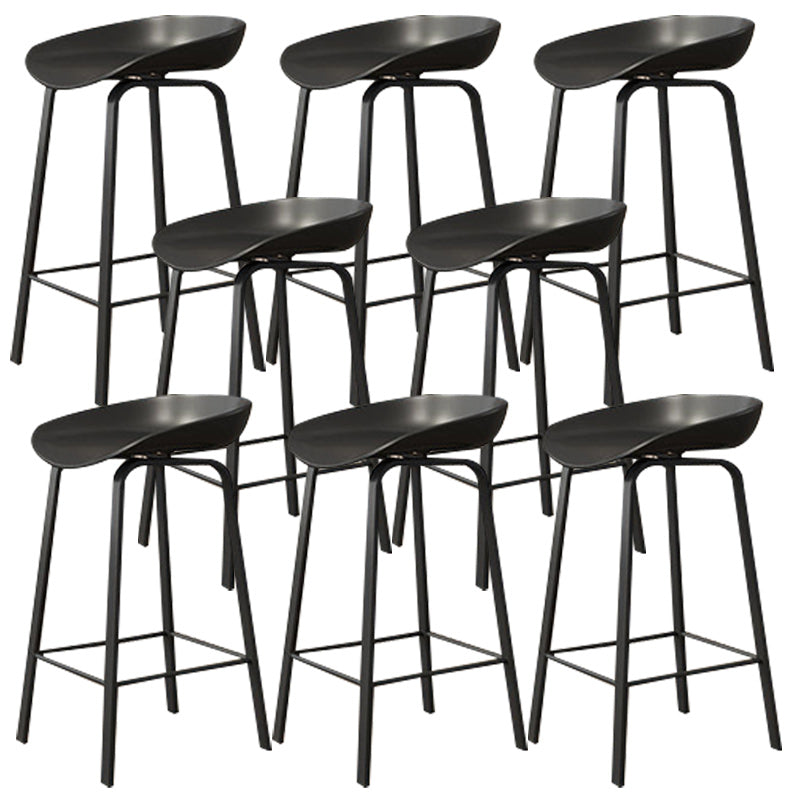 Modern Backrest Armless Counter Stool Plastic Bar Stool with Metal 4 Legs Black 8 Piece Set Clearhalo 'Bar Furniture' 'Bar Stools' 'bar_stools' 'furn' 'furn_bar_stools' 'Furniture' 'Kitchen & Dining Furniture' 5302387