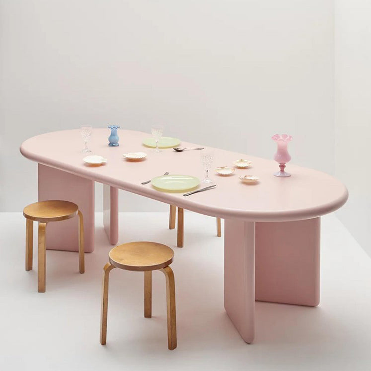 Tavolo da pranzo in stile contemporaneo a doppio piedistallo in legno massiccio per casa