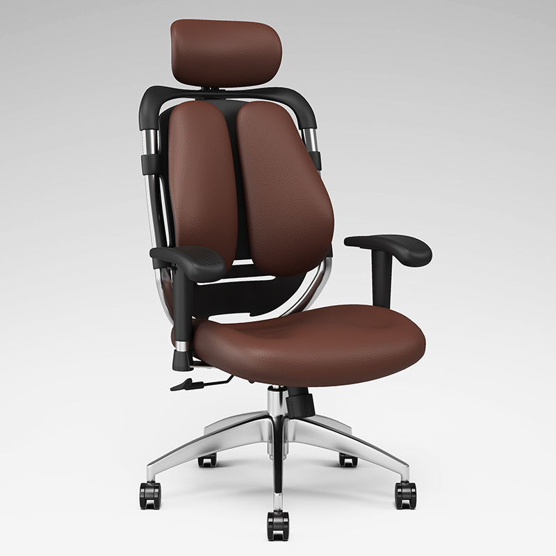 Faux Leather Working Chair Modern High Back Arm Home Office Chair Brown Clearhalo 'furn' 'furn_office_chair' 'Furniture' 'Office Chairs' 'Office Furniture' 'office_chair' 5304955