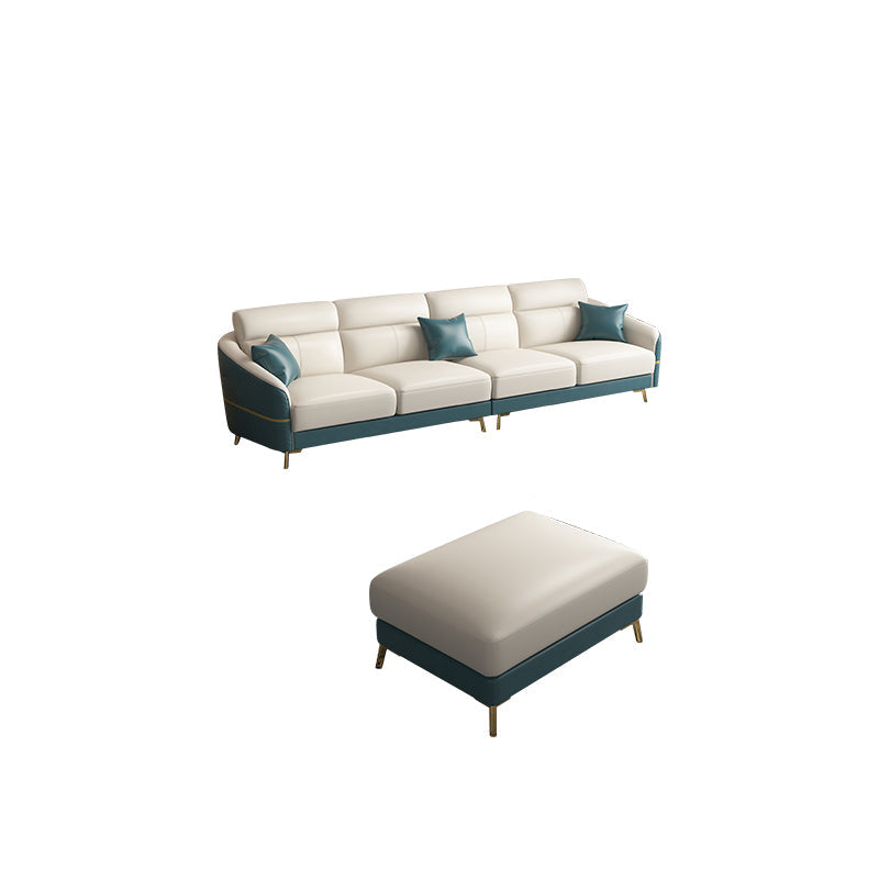 Genuine Leather Sloped Arms Sectional Sofa 36.22"High Cushion Back Sofa