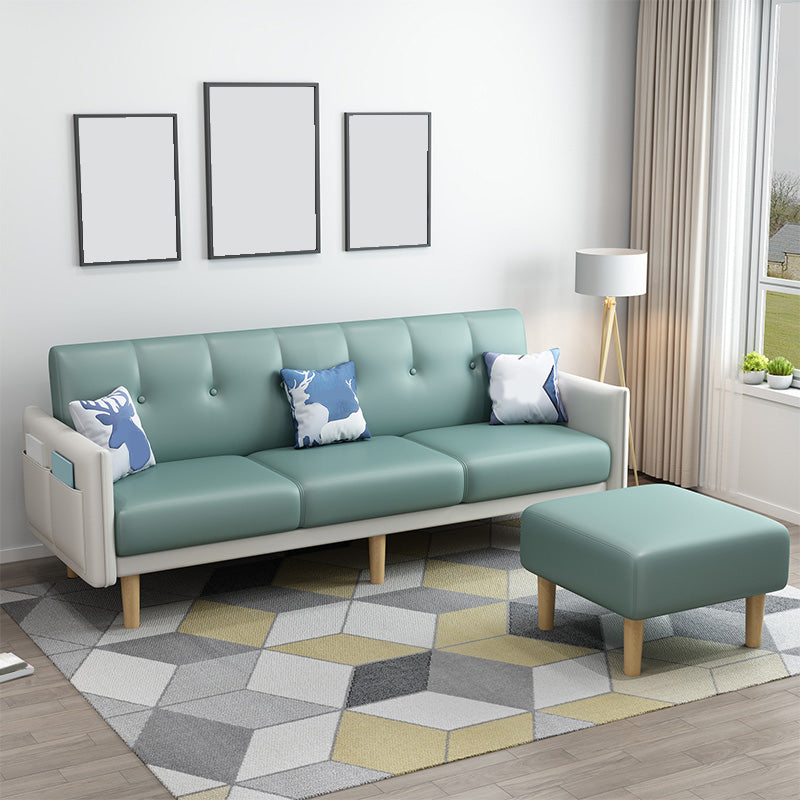 Braccio moderno in pelle finta sezionale con ottomano incluso e archiviazione