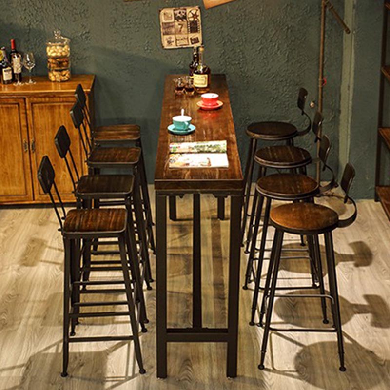 Table de bar supérieur en bois en pin