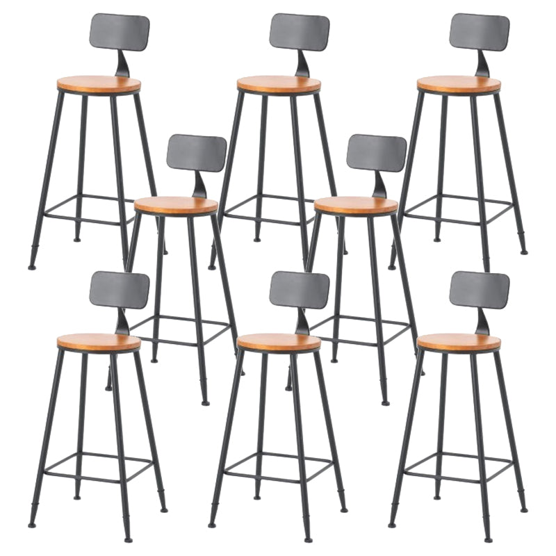 Coffee Shop Industrial Wood Barstool Metal Pedstal Bar Stool with Pedal With Back 8 Piece Set Clearhalo 'Bar Furniture' 'Bar Stools' 'bar_stools' 'furn' 'furn_bar_stools' 'Furniture' 'Kitchen & Dining Furniture' 5308771