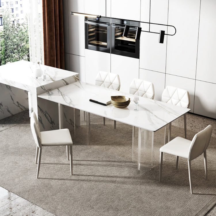 Contemporary Style Sintered Stone Dining Rectangle Table Set 1/4/5/6 Pieces Dining Set 6 Pieces: Table, 5 Chairs Clearhalo 'Dining Room Sets' 'Dining Tables & Seating' 'dining_room_set' 'furn' 'furn_dining_room_set' 'Furniture' 'Kitchen & Dining Furniture' 5309268