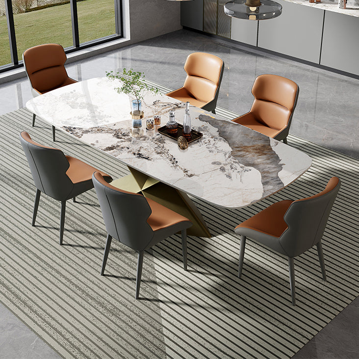 Nordic Glam Sintered Stone Dining Rectangle Table Set 1/3/4/5/6/7 Pieces Dining Set