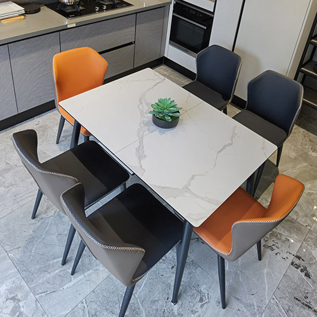 Table à manger à rectangle en pierre avec mobilier de feuilles pour le restaurant