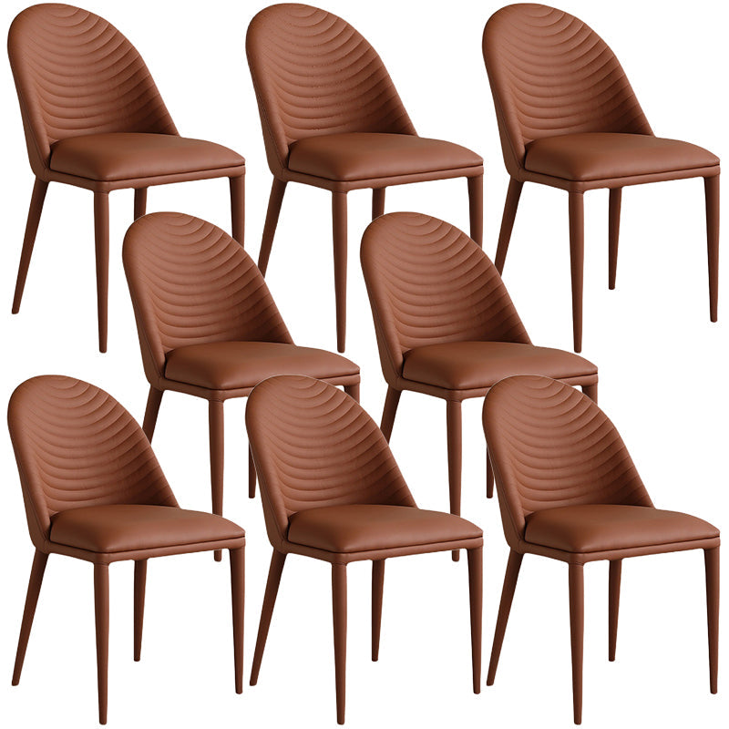 Leather Parsons Chair Modern Furniture in Matte Finish for Indoor Dark Brown 8 Piece Set Clearhalo 'Dining Chairs' 'Dining Tables & Seating' 'dining_chair' 'furn' 'furn_dining_chair' 'Furniture' 'Kitchen & Dining Furniture' 5309624