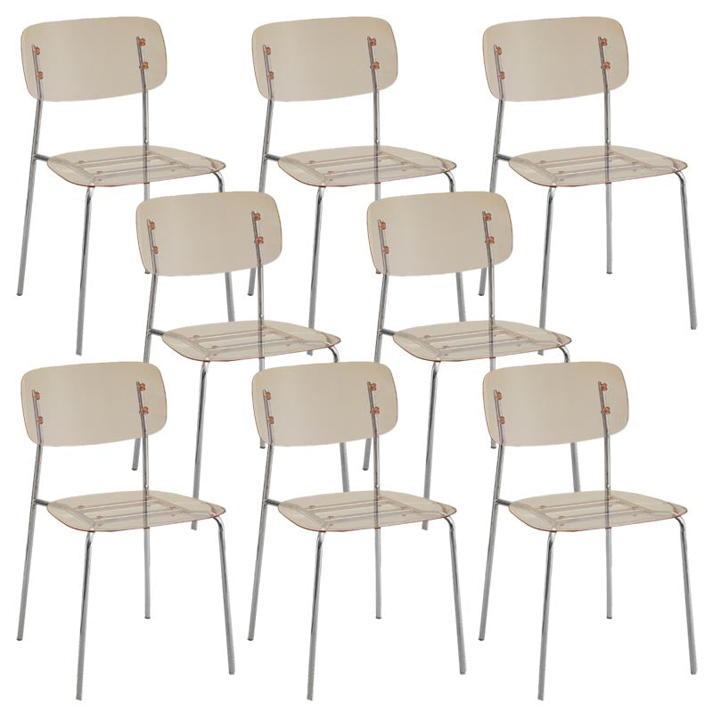 Poltrona da pranzo acrilica contemporanea sedia da pranzo aperta con zampe d'argento