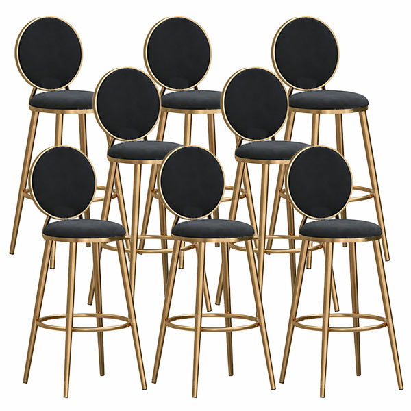 Nordic Glam Style Bar-stool Round Counter Bar-stool with Metal Legs for Home Black 8 Piece Set Clearhalo 'Bar Furniture' 'Bar Stools' 'bar_stools' 'furn' 'furn_bar_stools' 'Furniture' 'Kitchen & Dining Furniture' 5310550