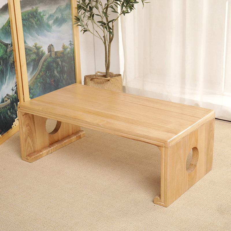 Natural/Brown Rectangular Coffee Table 11.81" High Wooden Cocktail Table