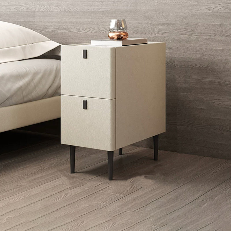 Modern Style Leather Polychromatic Choice of Black Cabinet Leg Nightstand Off-White Clearhalo 'Bedroom Furniture' 'furn' 'furn_night_stand' 'Furniture' 'night_stand' 'Nightstands' 5311514