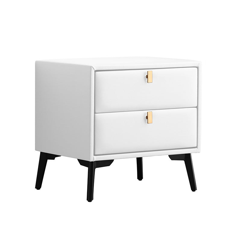 Modern Style with Two Drawers and a Choice of Color Leather Nightstand