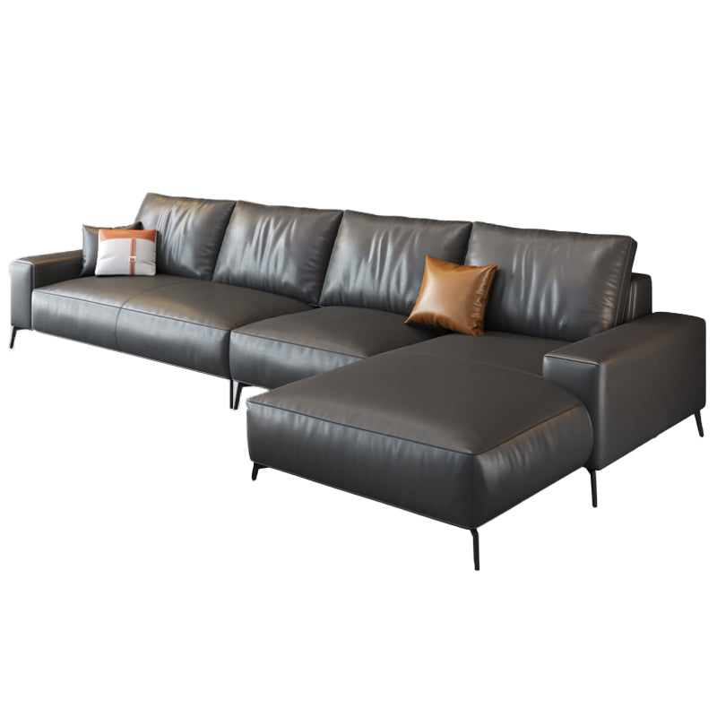 Dark Gray Removable Cushions Square Arm Sofa/Sectional for Living Room 138"L x 68"W x 33.5"H Nappa Clearhalo 'furn' 'furn_sectionals' 'Furniture' 'Living Room Furniture' 'Sectionals' 5311932