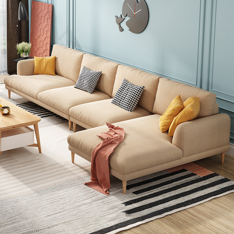 Recessed Arm Cushion Back Contemporary Cotton Living Room Sofa 130"L x 66"W x 32"H Right Clearhalo 'furn' 'furn_sectionals' 'Furniture' 'Living Room Furniture' 'Sectionals' 5312021