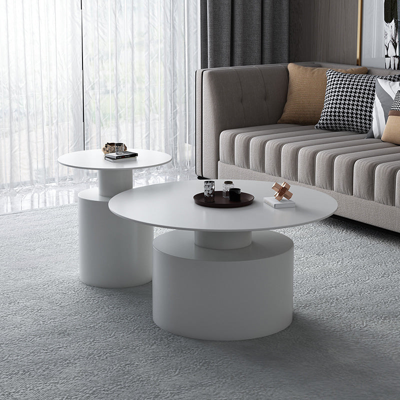 Pedestal Metal Coffee Table Contemporary Cocktail Table in Black/White