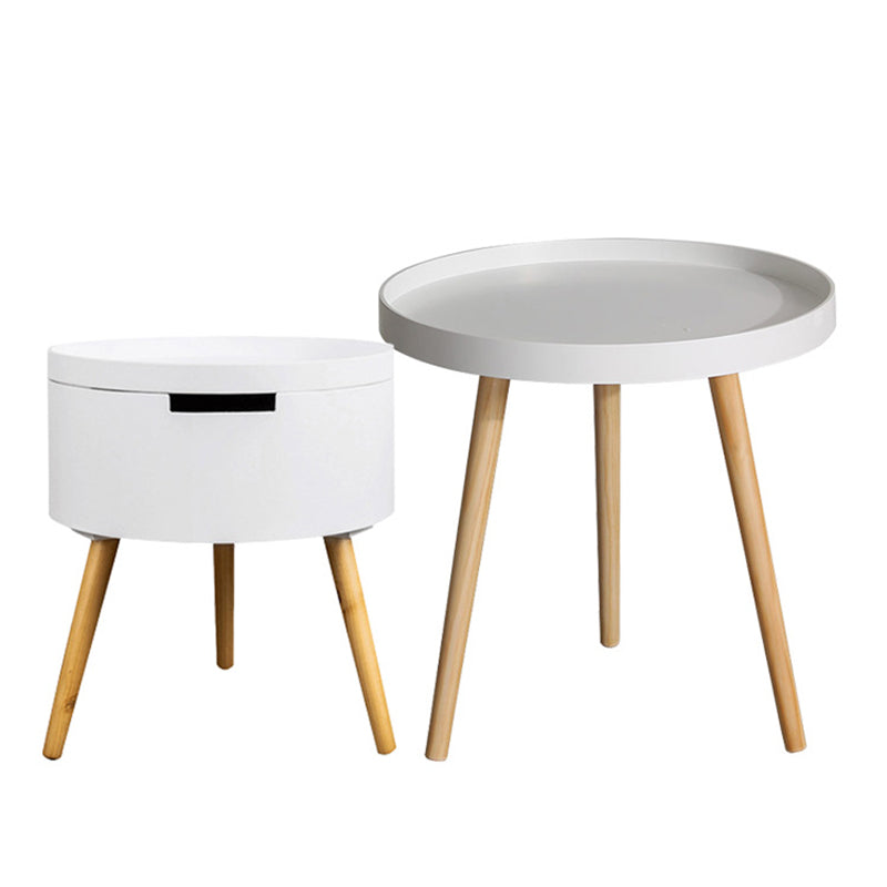 3 Legs 2 Round Coffee Table Contemporary Wood Coffee Table Set White Clearhalo 'Coffee & Accent Tables' 'Coffee Tables' 'coffee_tables' 'furn' 'furn_coffee_tables' 'Furniture' 'Living Room Furniture' 5312513