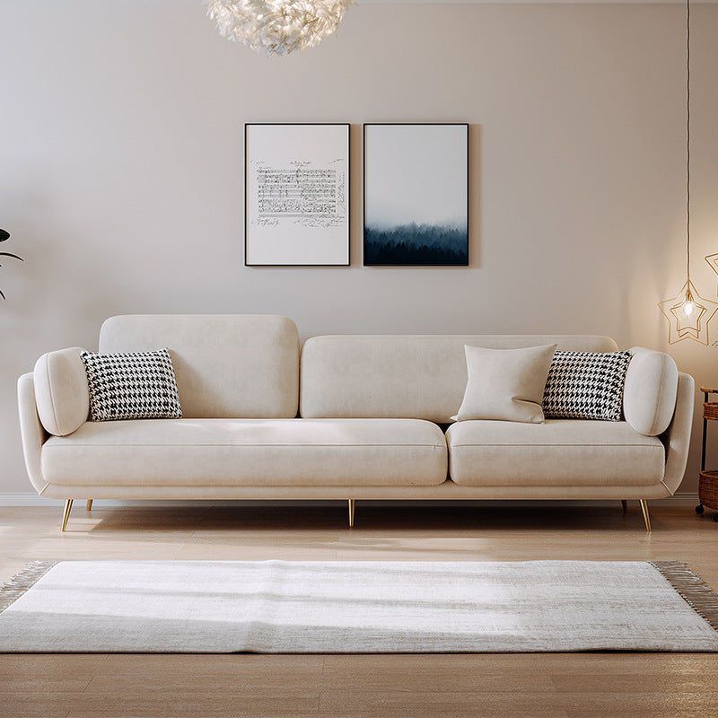 Contemporary Square Arm Sofa Couch Standard Velvet Settee Couch