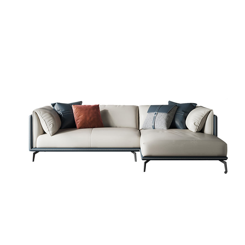 Genuine Leather Pillow Top Arm Sectional Sofa 28.35"High Cushion Back Sofa for Living Room 111"L x 69"W x 28"H Clearhalo 'furn' 'furn_sectionals' 'Furniture' 'Living Room Furniture' 'Sectionals' 5313786