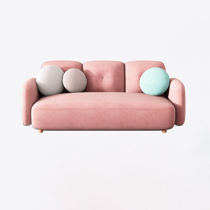 ベルベットとフェイクレザーソファソファ縫製枕バックセッピーソファ