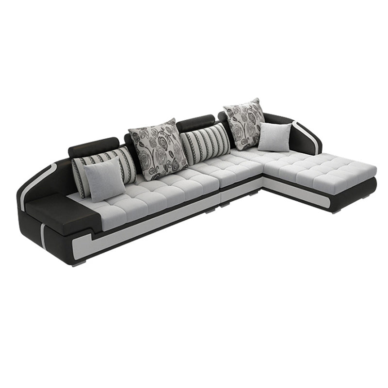 Light Gray Contemporary Sectional with Removable Cushions for Living Room