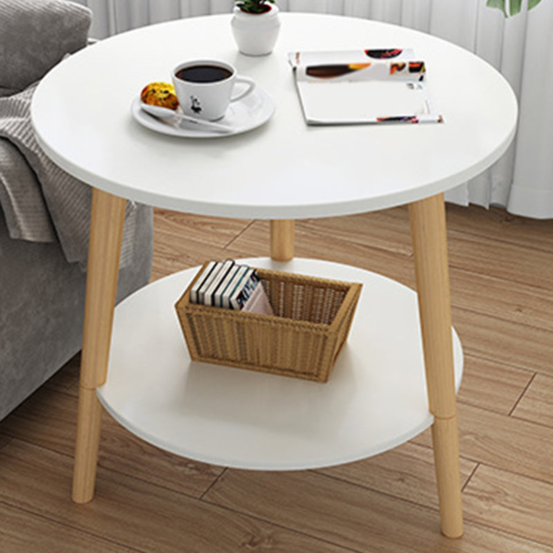 Living Room Round Wood End Table Tripod Side Table with Shelf White Clearhalo 'Coffee & Accent Tables' 'End & Side Tables' 'end_side_tables' 'furn' 'furn_end_side_tables' 'Furniture' 'Living Room Furniture' 5314218