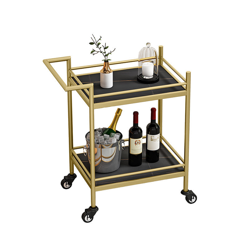 29.52" High Rolling Contemporary Prep Table Stone Prep Table Black Gold Clearhalo 'furn' 'furn_kitchen_islands_carts' 'Furniture' 'Kitchen & Dining Furniture' 'Kitchen Islands & Carts' 'kitchen_islands_carts' 5321370