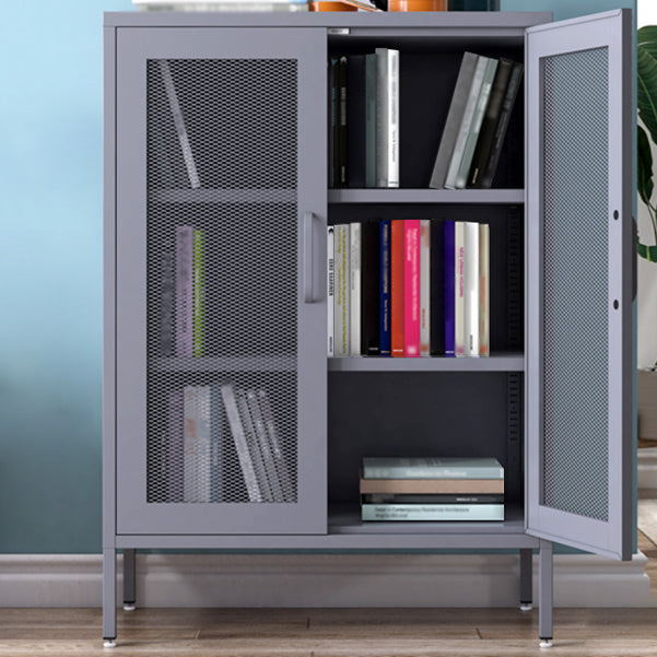Steel Sideboard Modern Server Cabinet with Storage for Dining Room Kitchen 31"L x 16"W x 40"H Grey Mesh Clearhalo 'buffet_sideboard' 'Buffets & Sideboards' 'furn' 'furn_buffet_sideboard' 'Furniture' 'Kitchen & Dining Furniture' 5321566