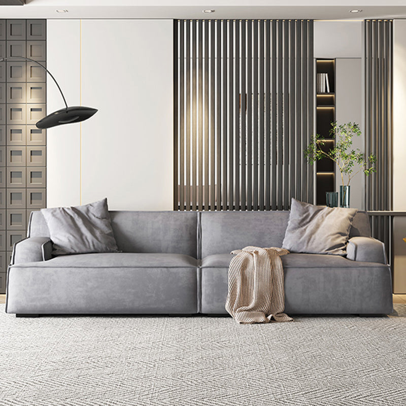 Stationary Stain Resistant Living Room Square Arm Standard Sofa 102"L x 42"W x 27.5"H Suede Clearhalo 'furn' 'furn_sofas' 'Furniture' 'Living Room Furniture' 'Sofa' 'sofas' 5328018