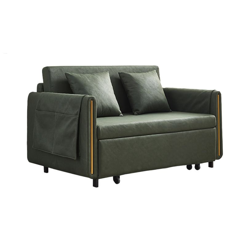 Sofá de brazo cuadrado de cuero de forma falsa con cama con almacenamiento