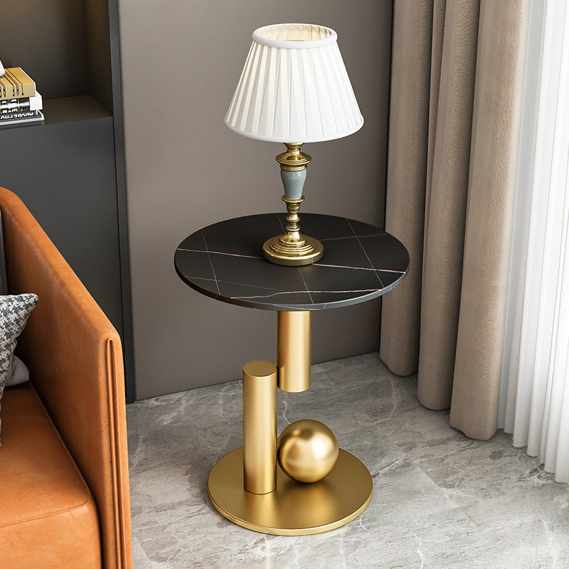 Style de style moderne Metal Top Slate Grey / Black Gold / White Round Table ronde