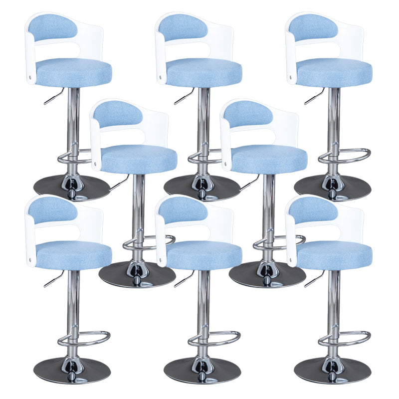 Rotating Barstool Nordic Style Steel Pedestal Bar Stool for Dining Room Light Blue 8 Piece Set Clearhalo 'Bar Furniture' 'Bar Stools' 'bar_stools' 'furn' 'furn_bar_stools' 'Furniture' 'Kitchen & Dining Furniture' 5331324