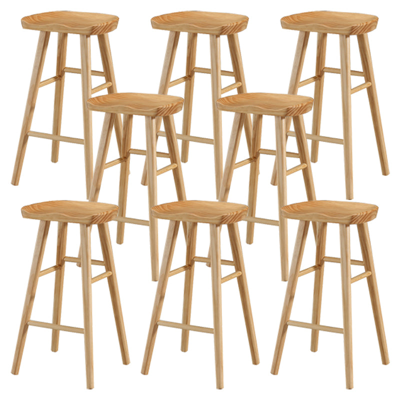 Coffee Shop Contemporary Wood Seat Barstool Wood 4 Legs Bar Stool with Pedal Wood 8 Piece Set Bar Stool(30"H) Clearhalo 'Bar Furniture' 'Bar Stools' 'bar_stools' 'furn' 'furn_bar_stools' 'Furniture' 'Kitchen & Dining Furniture' 5331379