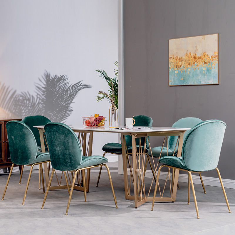 Set di dinette top in marmo glam 1/2/5/6/7 pezzi set da pranzo rettangolo bianco