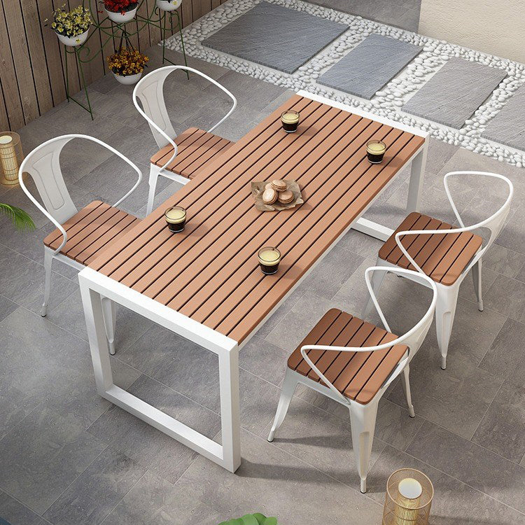 Mesa de comedor de madera rectángulo de 1/3/5 piezas industrial para el patio para el patio
