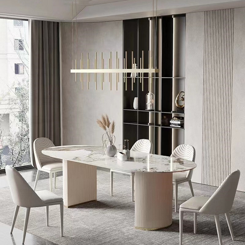 Stone Dining Table Contemporary Style Oval Dining Site Table for Home