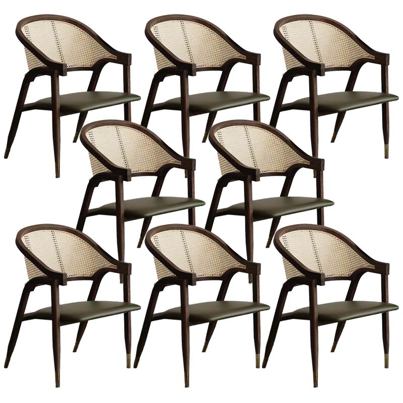 Sillas de comedor de ratán glamorosa muebles de comedor abiertos con patas de madera en acabado mate