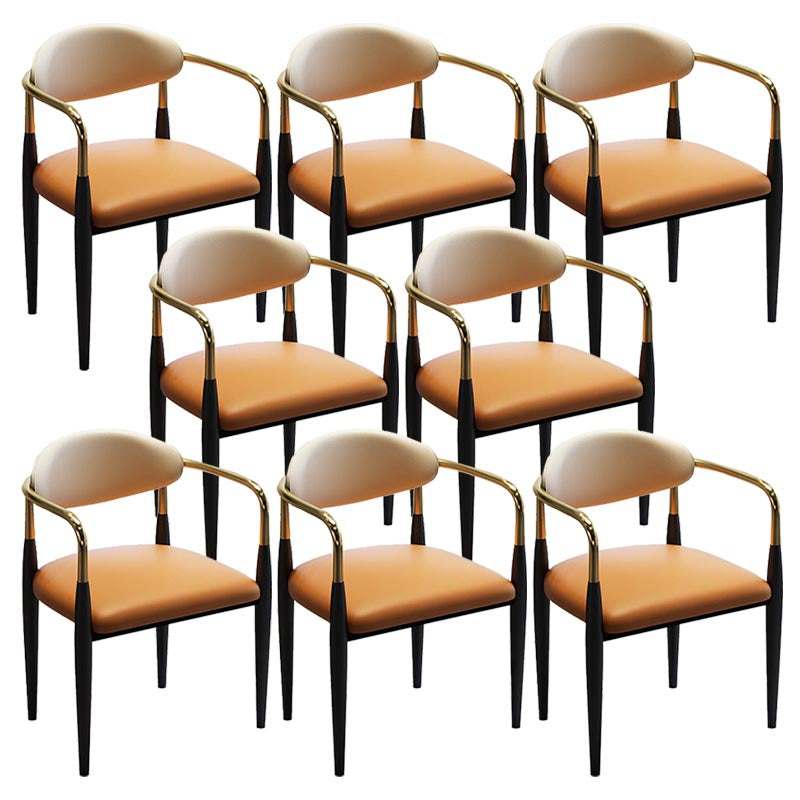 Contemporary Leather Dining Chair Open Back Dining Side Furniture in Matte Finish for Home