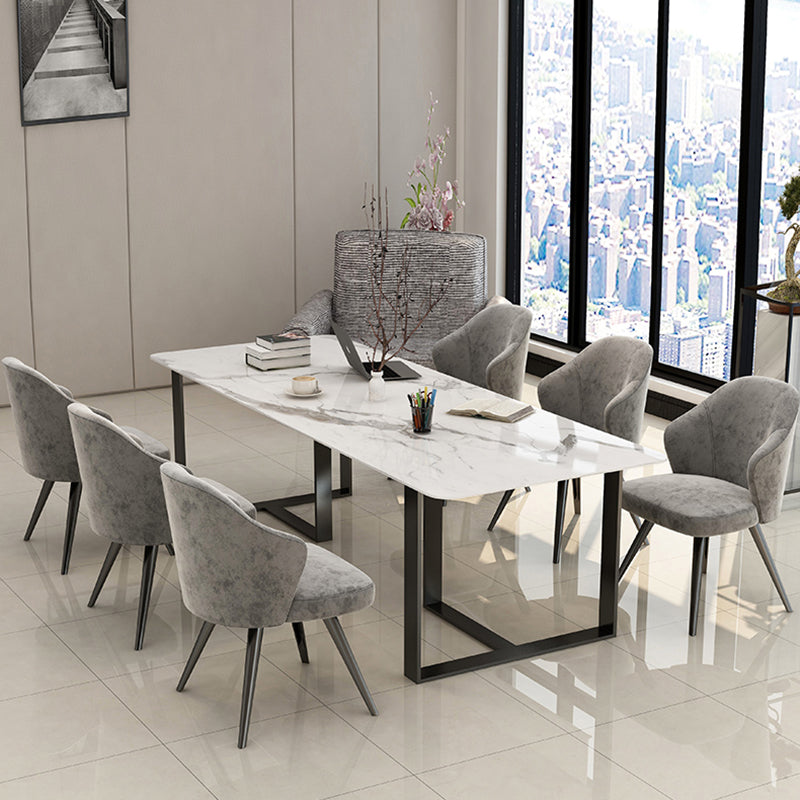 Mesa de reuniones rectangular de mármol artificial oficina en el hogar escritorio de escritura moderna