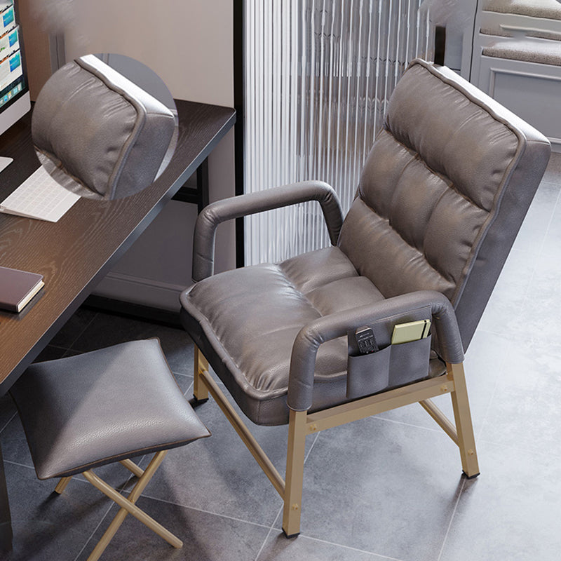 Working Chair with Padded Arms Modern Style Home Office Chair Light Grey With Footrest Clearhalo 'furn' 'furn_office_chair' 'Furniture' 'Office Chairs' 'Office Furniture' 'office_chair' 5335940
