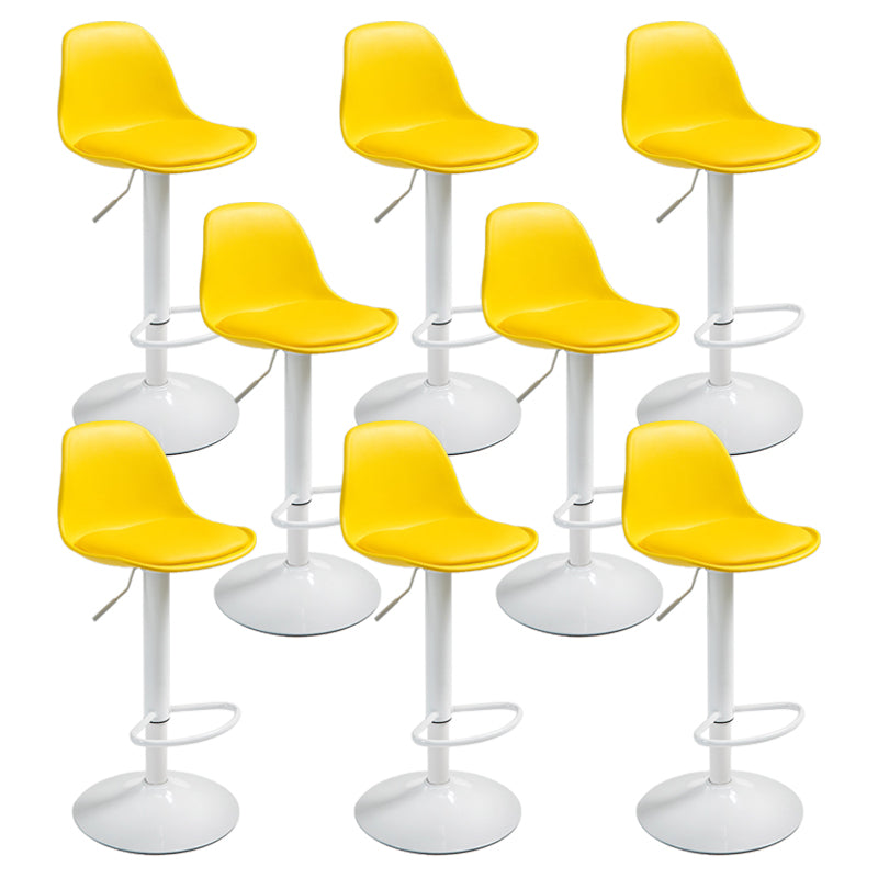 Contemporary Adjustable Height Bar Stool PU Leather Bar Stools for Kitchen Yellow White 8 Piece Set Clearhalo 'Bar Furniture' 'Bar Stools' 'bar_stools' 'furn' 'furn_bar_stools' 'Furniture' 'Kitchen & Dining Furniture' 5338360