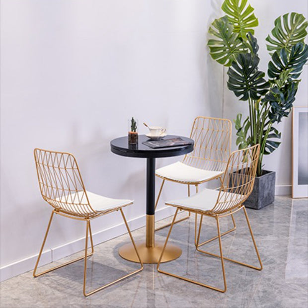 1/3/4 Piezas Mesa de barra de hierro glamorial Juego de bistro redondo con tapa de mármol de imitación negra