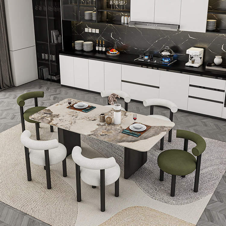 Moderno 1/5/6/7 pezzi set da pranzo tavolo da pranzo in pietra rettangolo per sala da pranzo