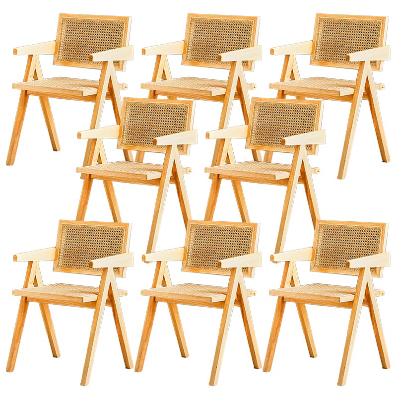 伝統的なダイニングアームチェアラタンオークソリッドウッドダイニングチェア